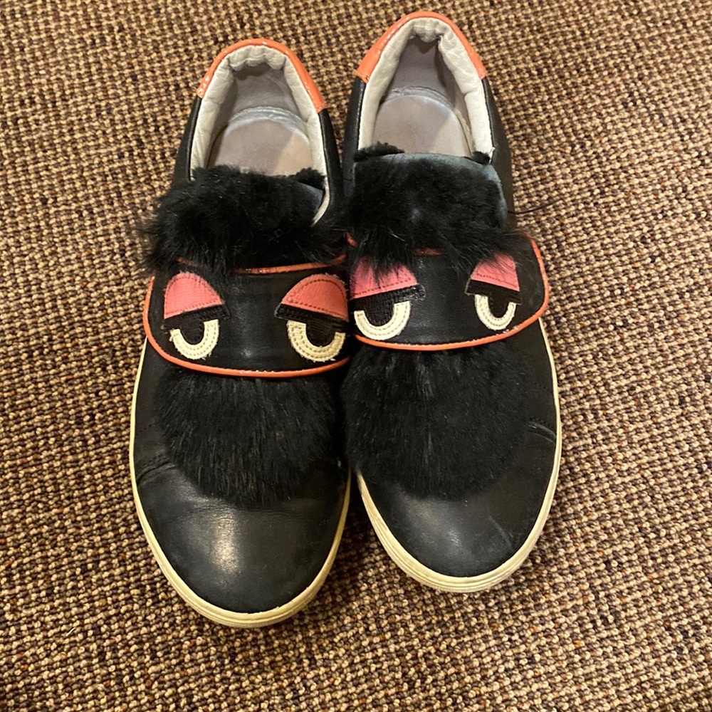 Fendi fur sneakers with eyes